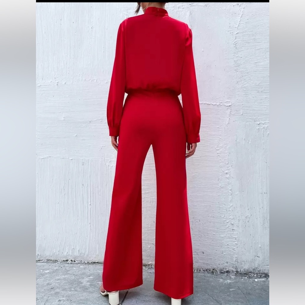 Elegant Red Women's Jumpsuit - Picture 2 of 5